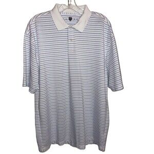 Nike Golf Dri-Fit White & Blue Striped Short Sleeve Polo Shirt.  Size L
